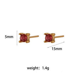 Fashionable Minimalist Geometric Round Floral Micro-Paved Stainless Steel Earrings with 18K Gold Plating for Women