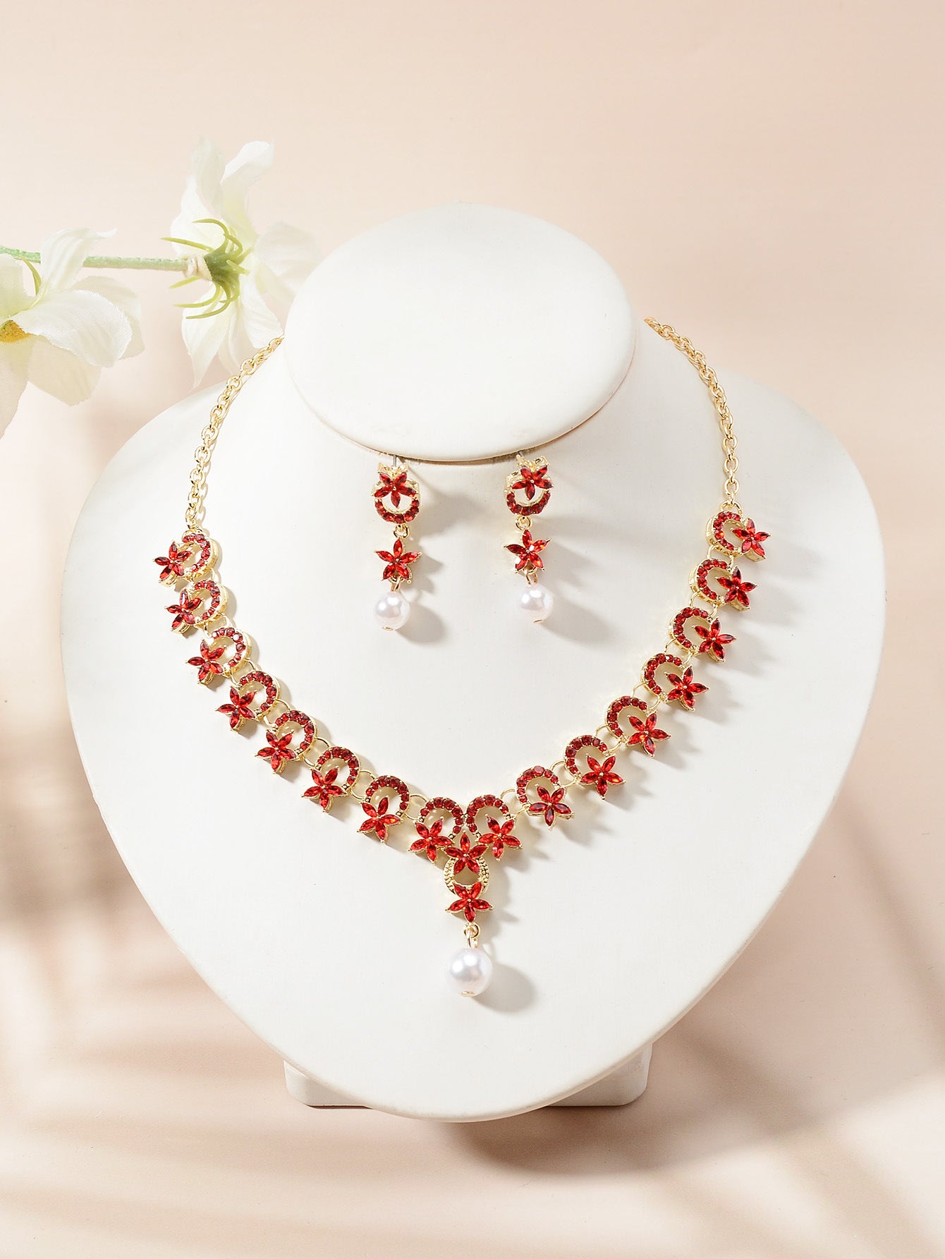 Set collana e orecchini a pendente a stella e luna in strass di lusso elegante, gioielli placcati per donna, matrimonio, festa