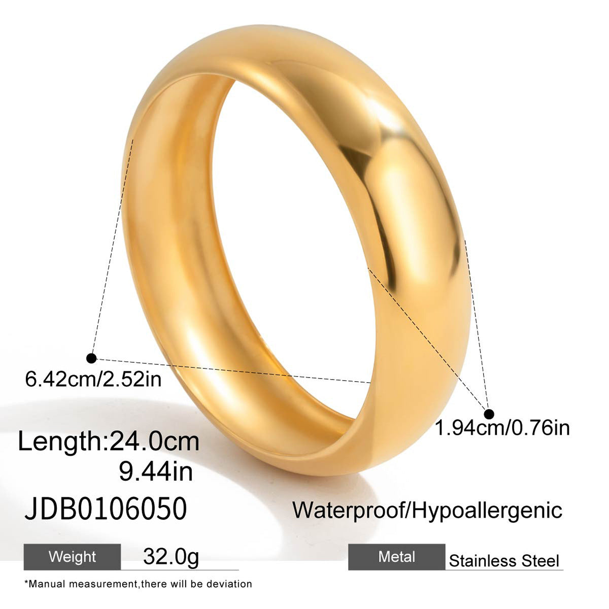 18K Gold Plated Round Geometric Stainless Steel Bracelet
