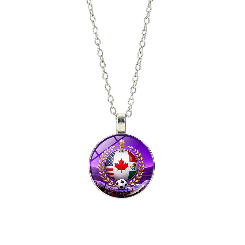 Collana sportiva casual in lega placcata argento con pendente in cristallo unisex