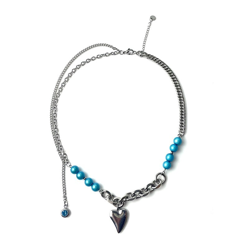 Collar minimalista de acero de titanio con corazón y colgante de aleación galvanizada para mujer y hombre