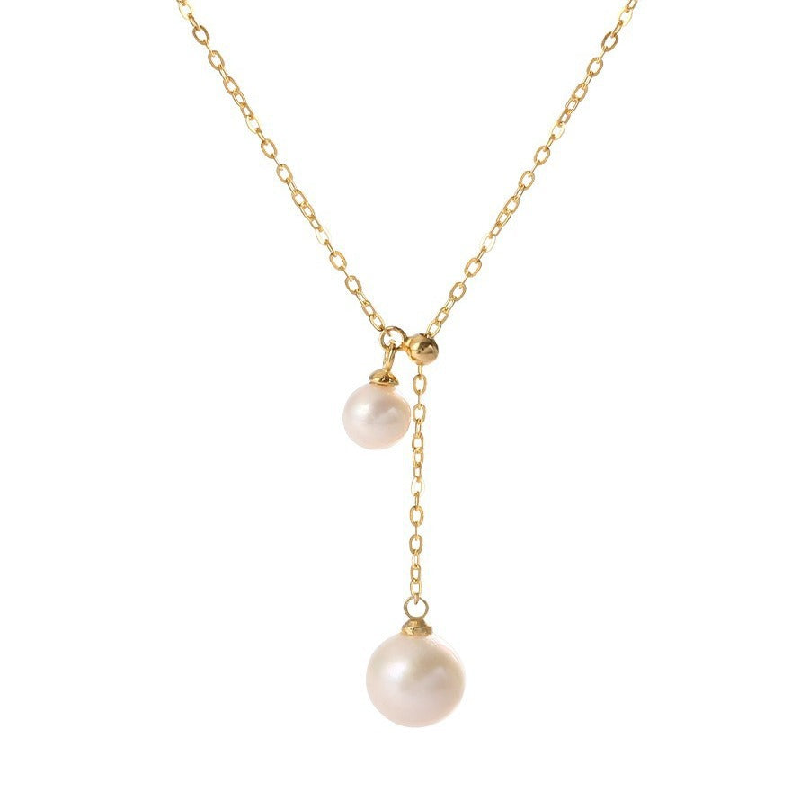 Minimalist Y-Shaped Titanium Steel Clavicle Necklace with Irregular Pendant for Women