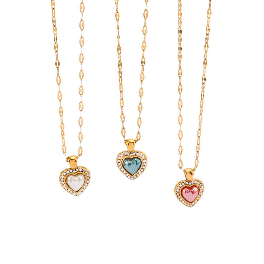 Minimalist Heart-Shaped Titanium Steel Necklace with 18K Gold Plating for Women, Hypoallergenic Locket Chain