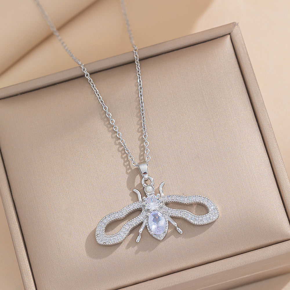 Luxury Style Cartoon Character Pendant Necklace Set with Gold Plated Copper and Micro-Paved Zirconia on O-Chain