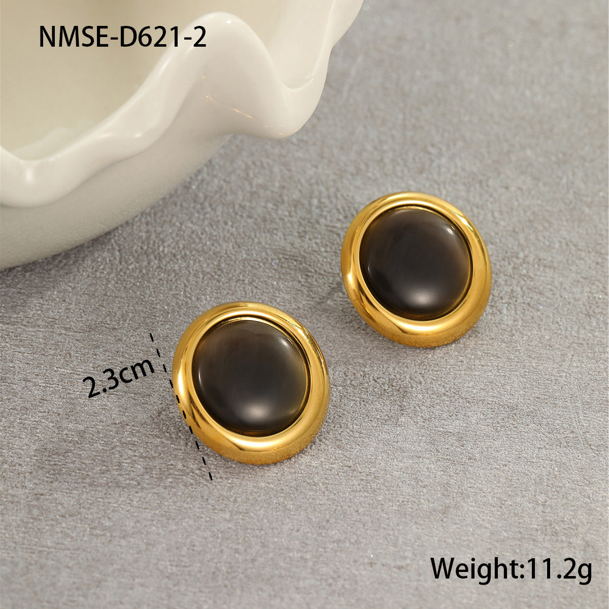 Pendientes de acero de titanio con forma de corazón de moda con incrustaciones de ojo de gato y acabado galvanizado para mujer