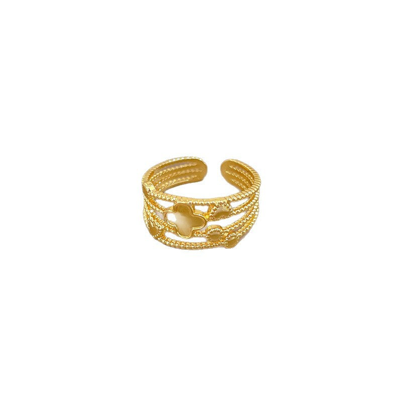Minimalist Sweet Gold Plated Crown Ring Adjustable Brass Band for Women and Couples