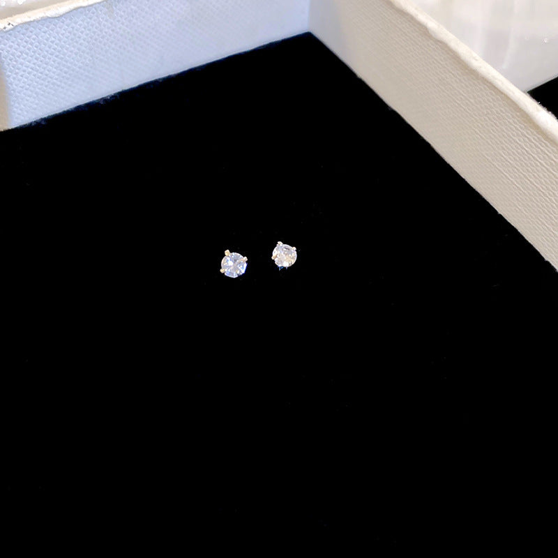 Aretes minimalistas geométricos de circonita para mujer con postes de plata de ley 925