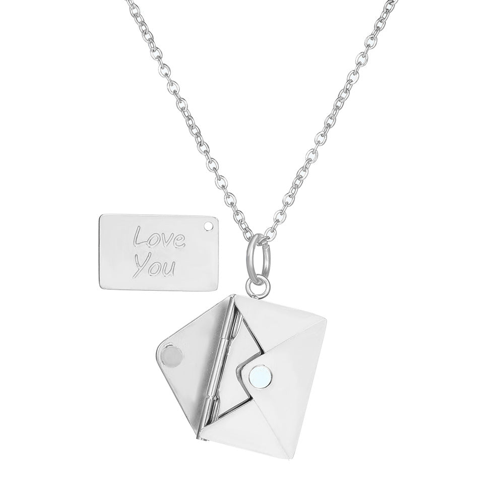 Minimalist Geometric Stainless Steel Plated Alloy Pendant Box Chain Necklace for Couples