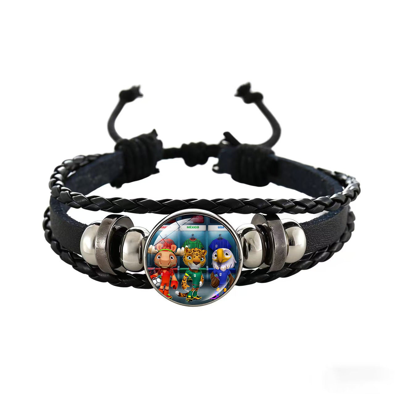 Unisex Cartoon Geometric Leather Bracelet Adjustable Wristband