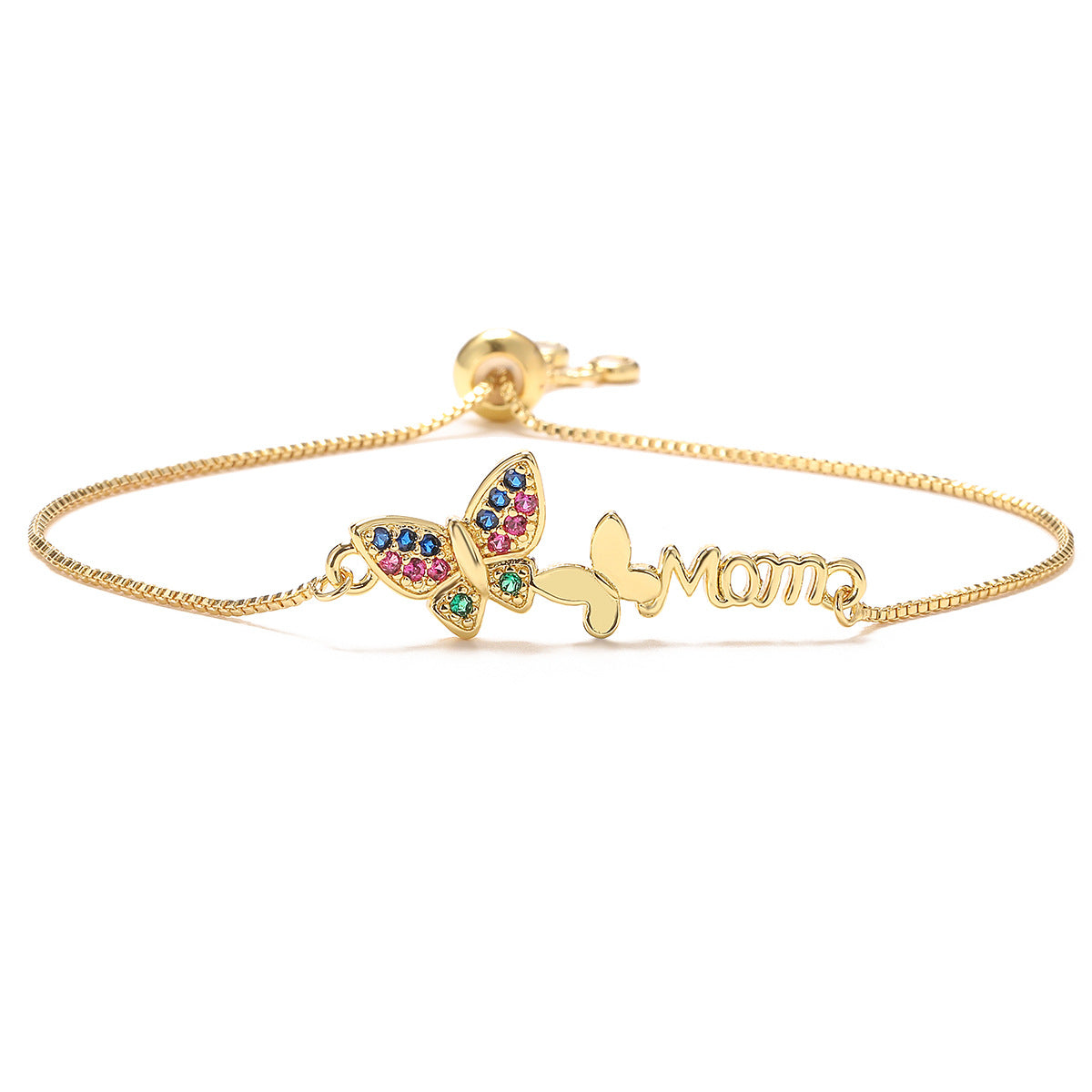 Elegant 18K Gold Plated Brass Butterfly Geometric Bracelet with Cubic Zirconia for Women