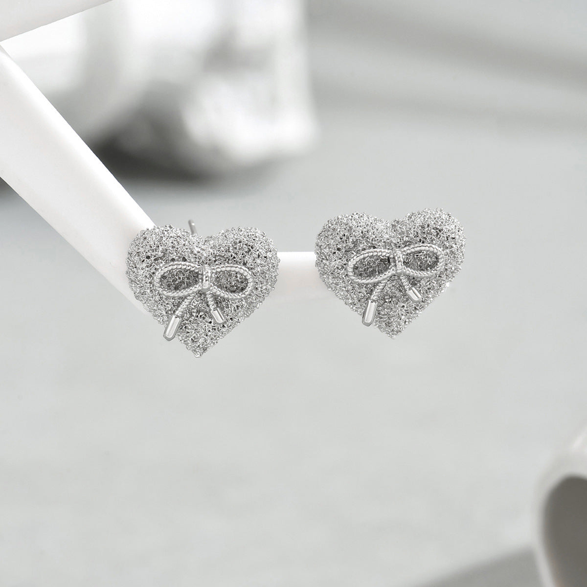 Pendientes de Cobre Minimalistas con Baño, en Forma de Lazo y Corazón, para Mujer