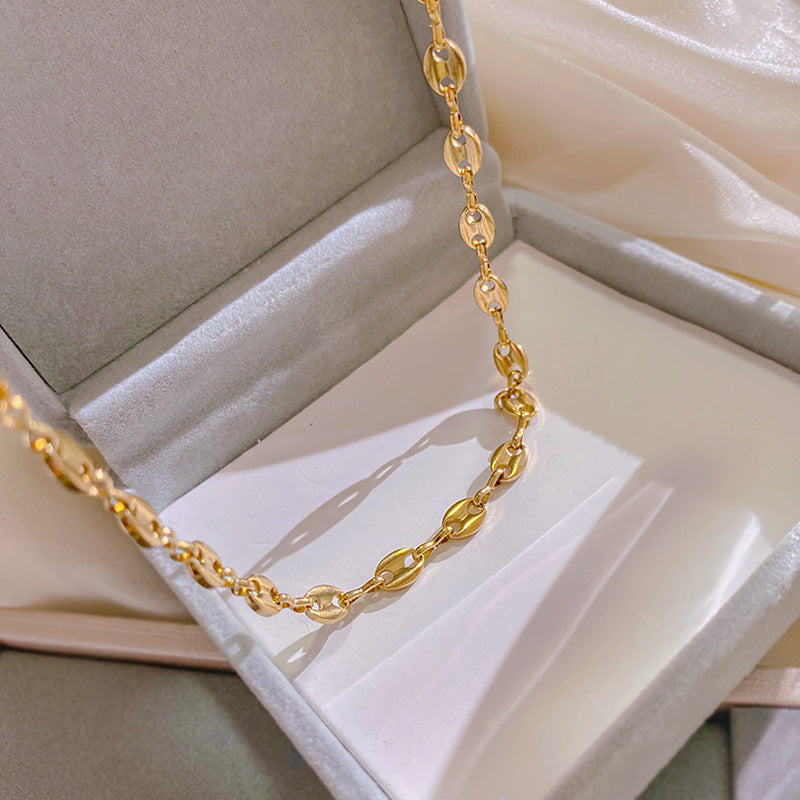 Sporty Casual Gold Plated Titanium Steel Necklace for Unisex