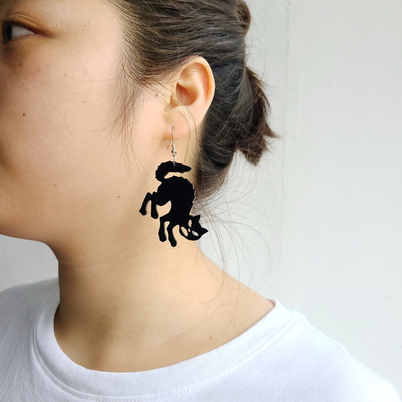 Lindos Pendientes de Gato de Dibujos Animados para Mujer Pendientes Acrílicos de Halloween con Diseño Animal Juguetón y Estilo Personalizado