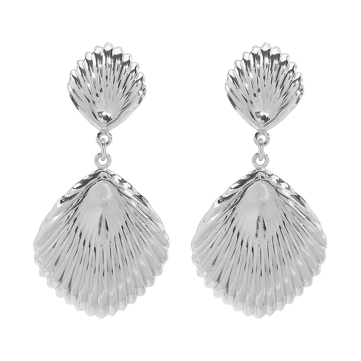 Pendientes de metal galvanizado con forma de concha, a rayas geométricas y personalizados