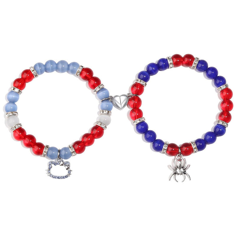 Sweet Heart Animal Shape Alloy Rhinestone Charm Bracelet for Couples