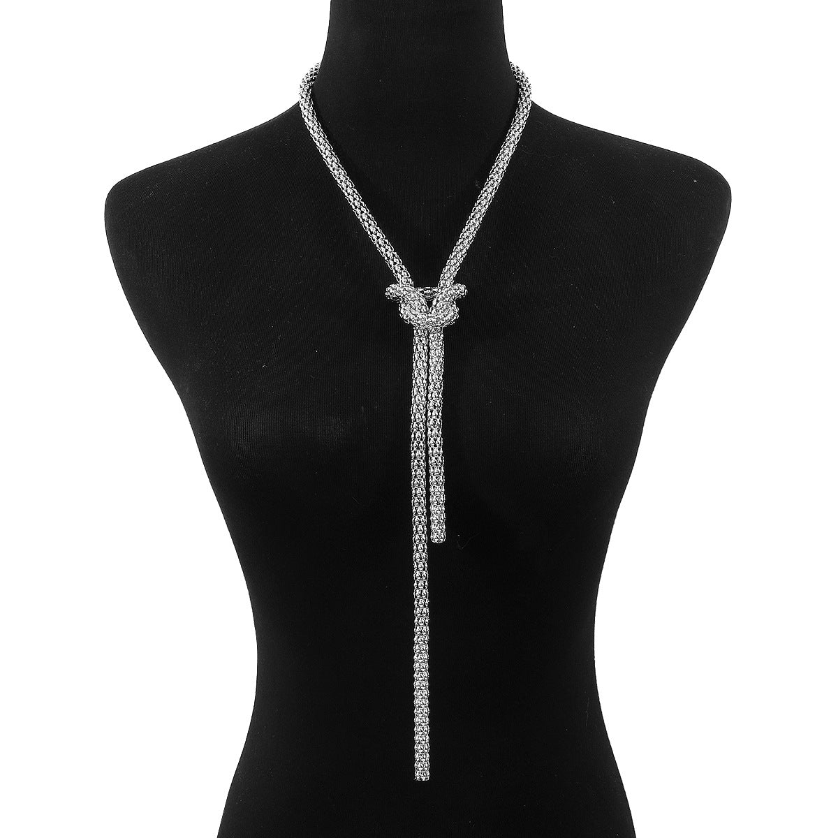 Sweet-Edgy Geometric Y-Shaped Linear Pendant Necklace for Women with Plated Finish and Tassel Detail