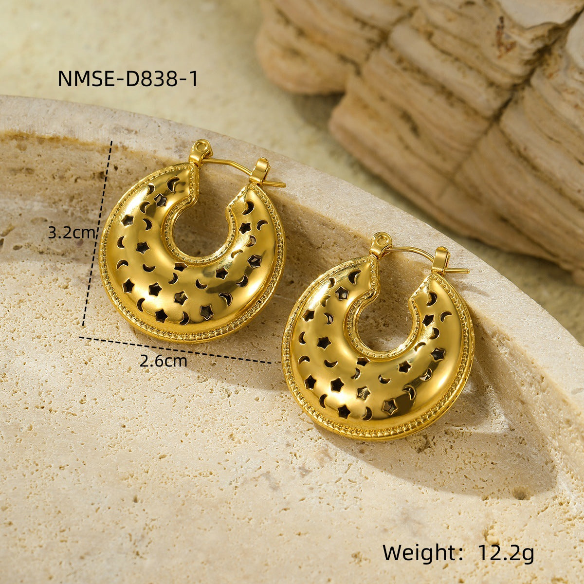 Orecchini geometrici in acciaio inossidabile alla moda con placcatura in oro 18 carati Design lussuoso anallergico leggero da donna