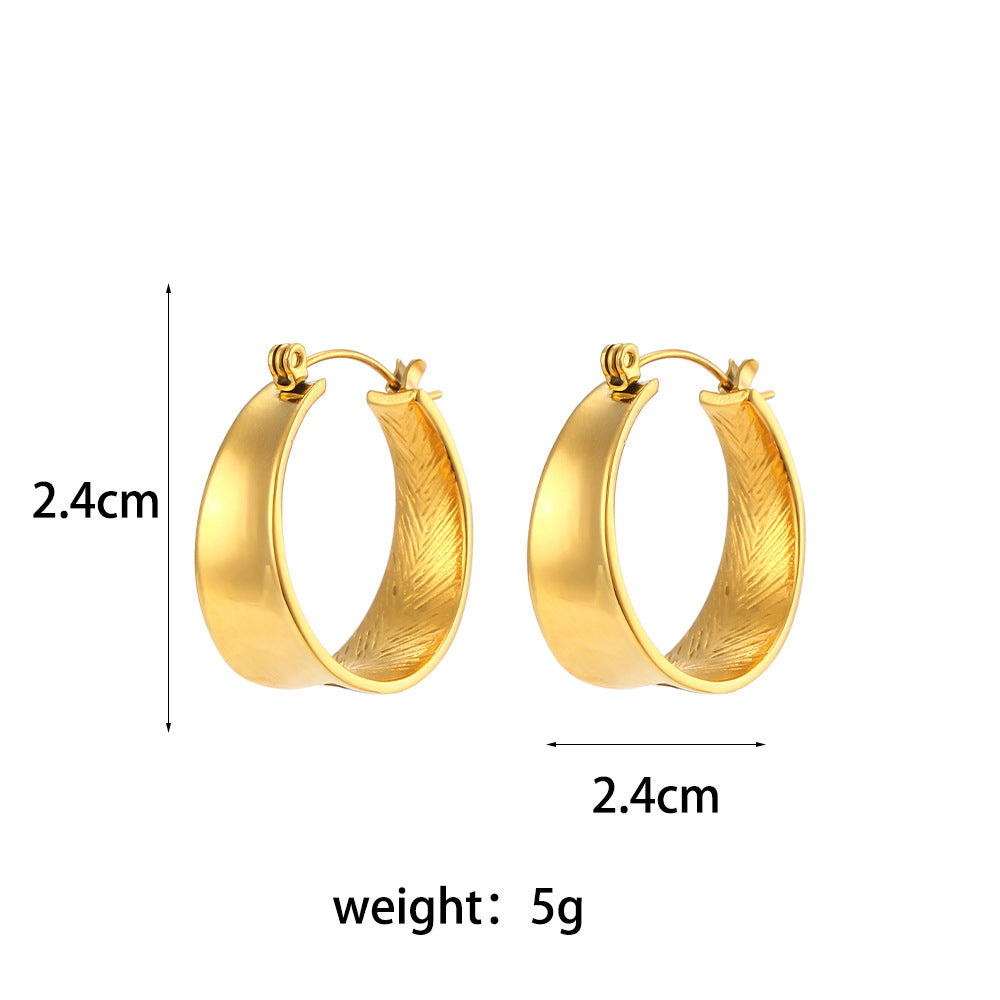 Fashionable Geometric Gradient Gold-Tone Stainless Steel Hoop Earrings for Women with Polished Finish