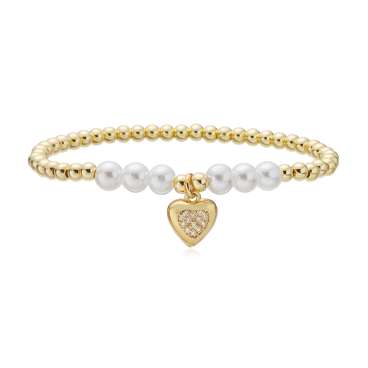 18K Gold Plated Brass Heart Pendant with Cubic Zirconia for Women