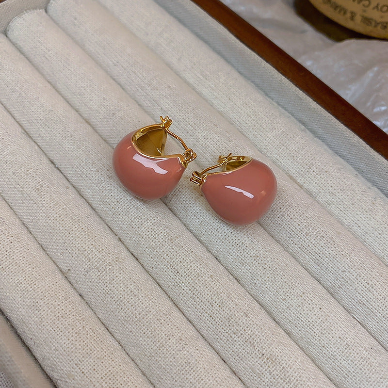Vintage Geometric Earrings with Enamel Finish in Copper Base and Steel Posts for Women