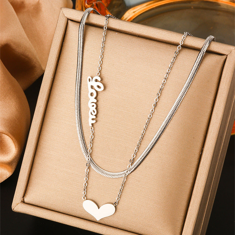 Minimalist Luxury Titanium Steel Plated Geometric Heart Teardrop Letter Animal Cartoon Star Pendant Necklace for Women
