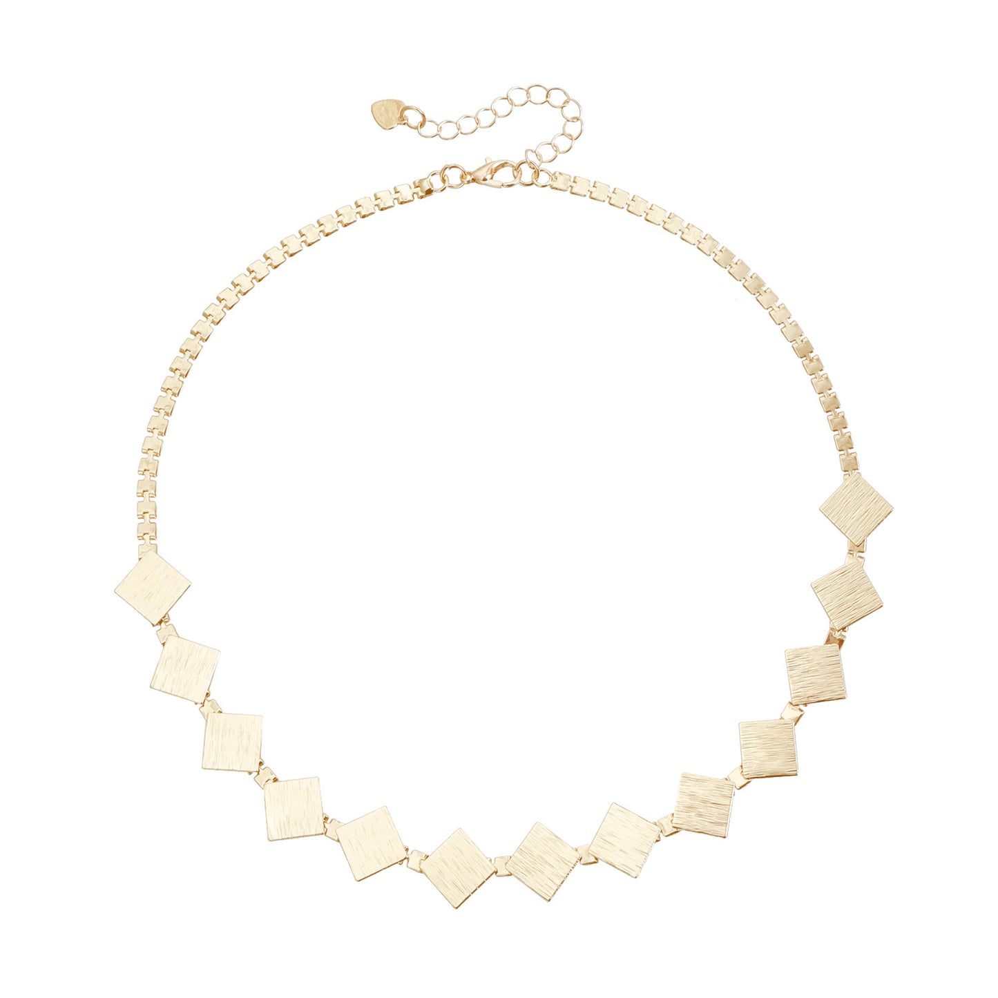 Vintage Geometric Square Brushed Alloy Necklace Casual Plated Pendant Chain for Women and Men