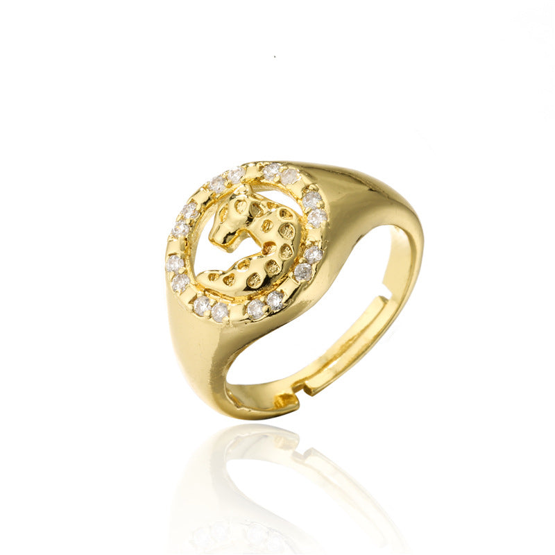 18K Gold Plated Brass Geometric Animal Open Ring for Women