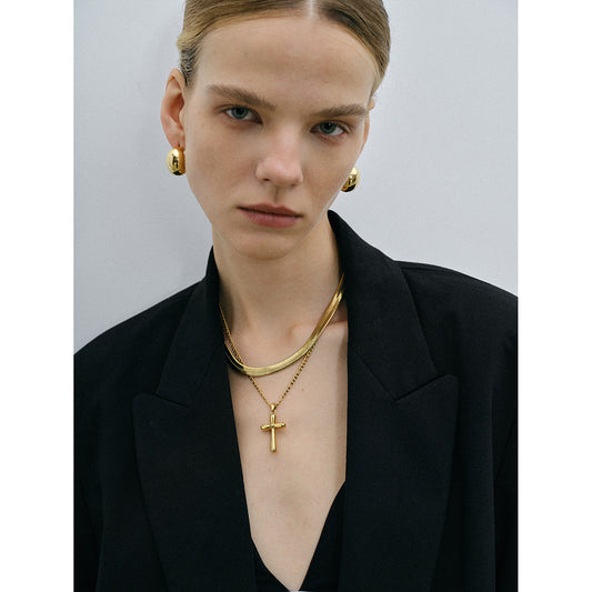 Minimalist 18K Gold Plated Cross Stainless Steel Titanium Steel Necklace
