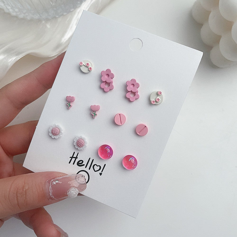 Sweet Ceramic Fruit Heart Butterfly Stud Earrings with Stainless Steel Posts