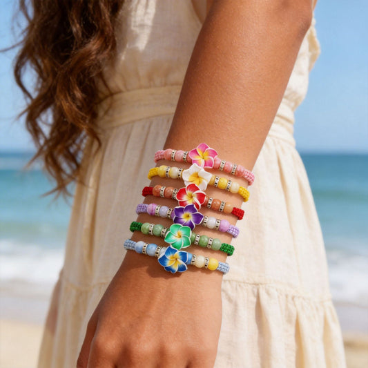 Sweet Minimalist Floral Resin Handmade Bracelet Adjustable Cord