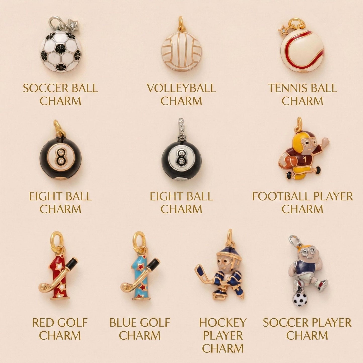 Vintage Sporty Gold Plated Brass Cartoon Charm Bar with Stainless Steel Pendant on Ball Chain