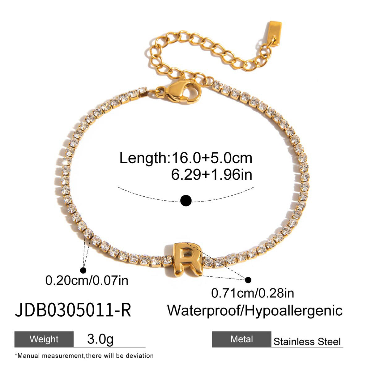 Elegant Geometric Stainless Steel Letter Bracelet for Women with Plating Finish, Hypoallergenic Titanium Steel Jewelry