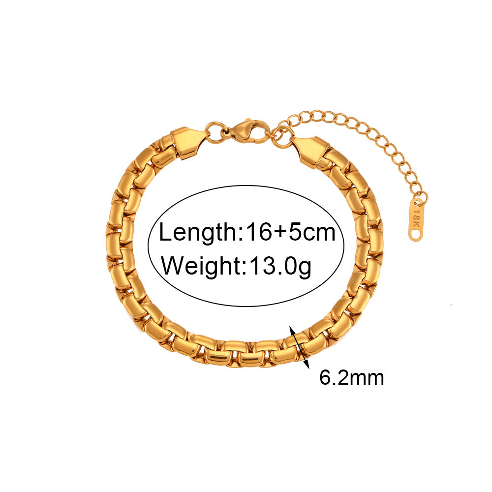 Collana da donna a clavicola in acciaio inossidabile con finitura placcata, dal design geometrico minimalista retrò