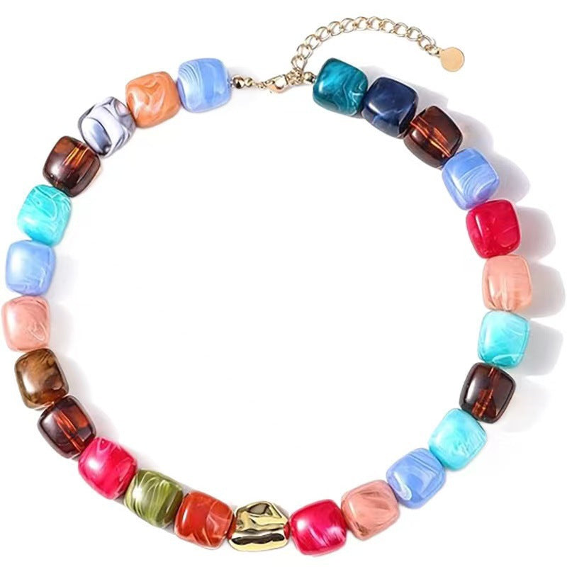 Luxury Heart Resin Pendant Acrylic Bead Necklace for Women