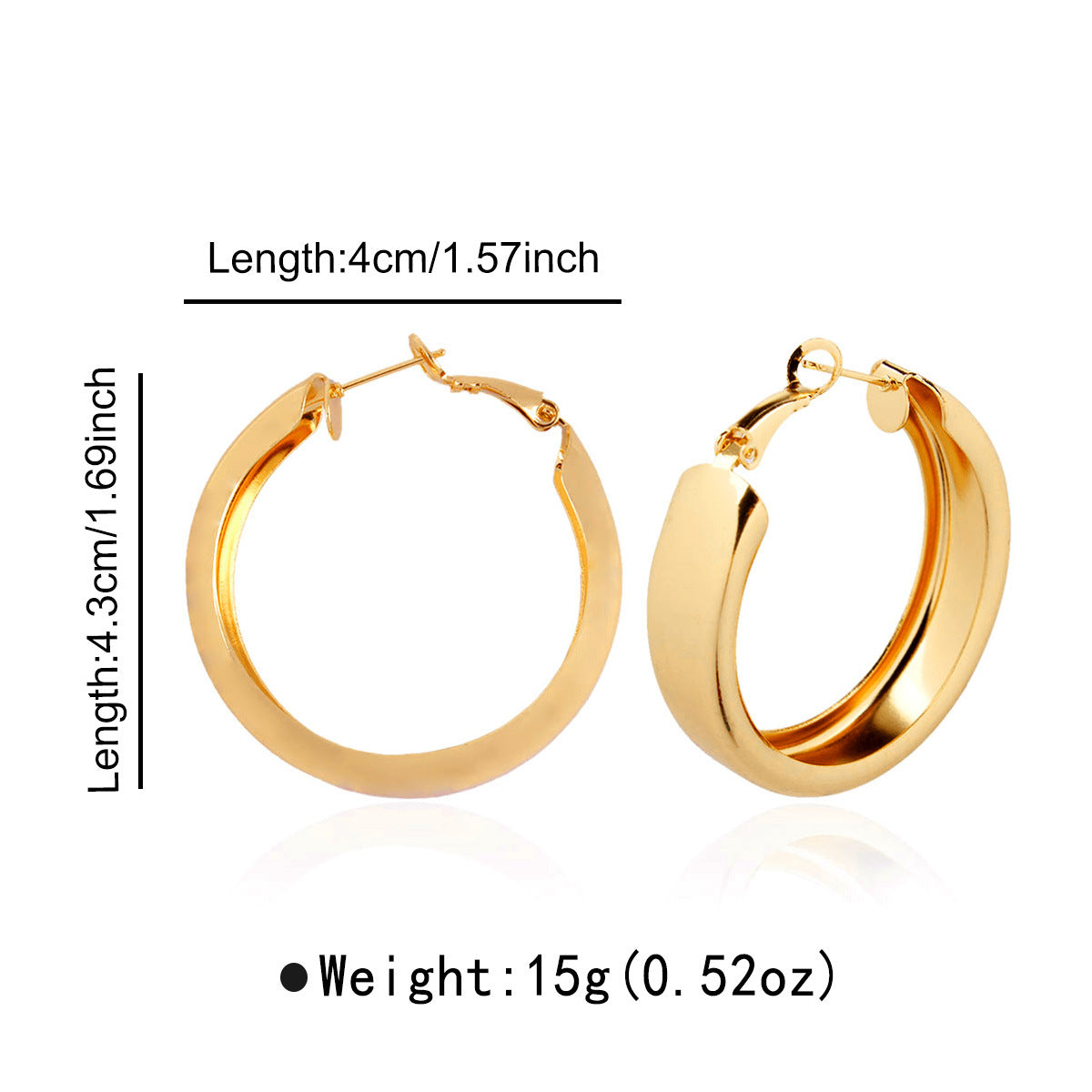 Pendientes de botón geométricos bañados en oro para mujer, elegantes, para uso informal de negocios
