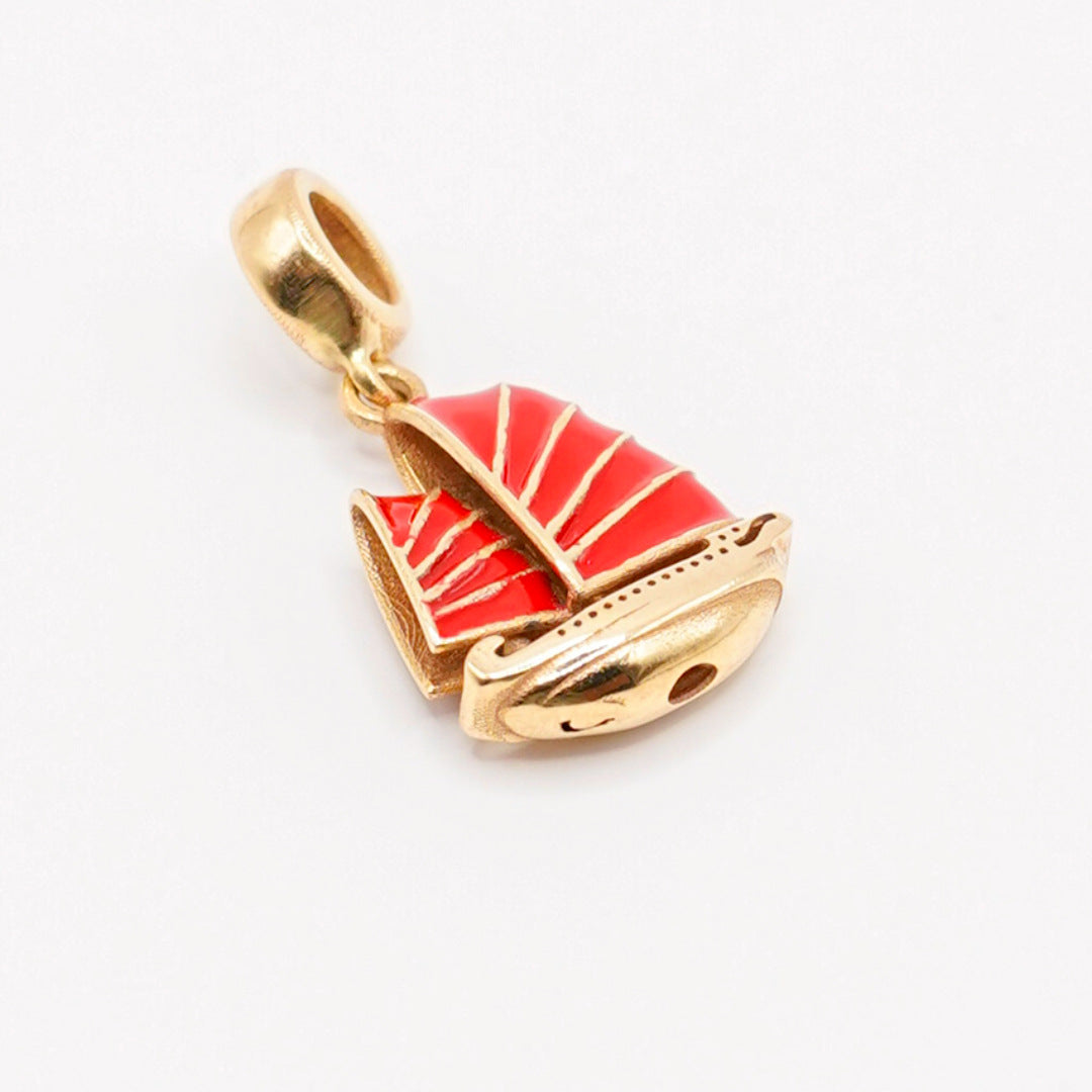 Vintage 18K Gold Plated Stainless Steel Pendant Charm Bar for Women