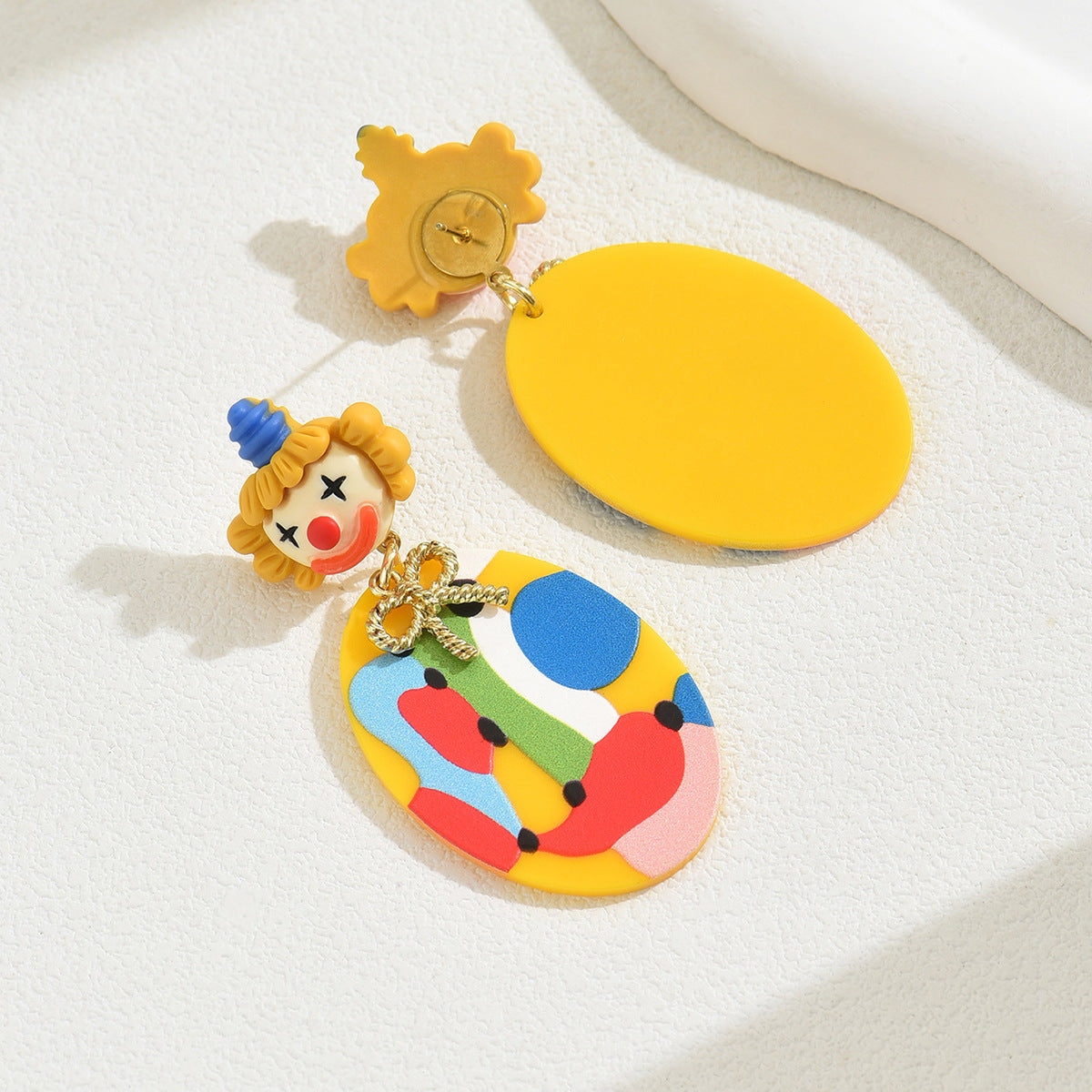 Minimalist Cartoon Character Bowknot Stud Earrings for Women with Eco-Friendly Plated Stainless Steel Posts