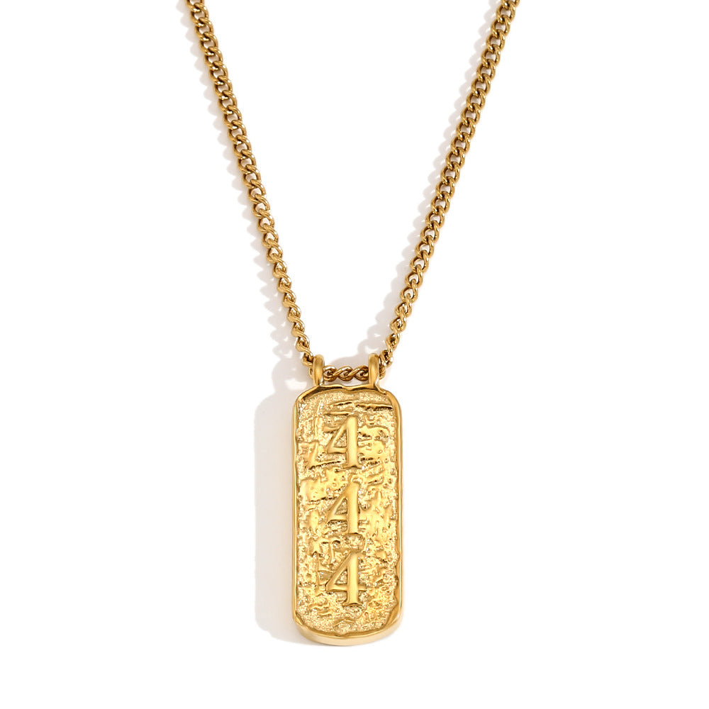 Collana con ciondolo a forma di numero minimalista ispirata al vintage, con tarocchi, da donna, in acciaio inossidabile placcato oro 18 carati