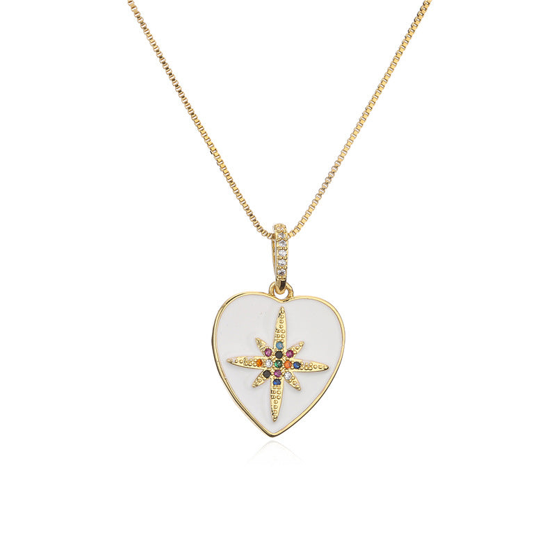 Geometric Drip Oil Gold Plated Brass Pendant Necklace with Box Chain