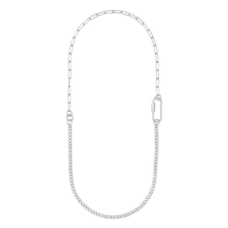 Punk Style Geometric Stainless Steel Plated Necklace for Women with Thick Chain Design