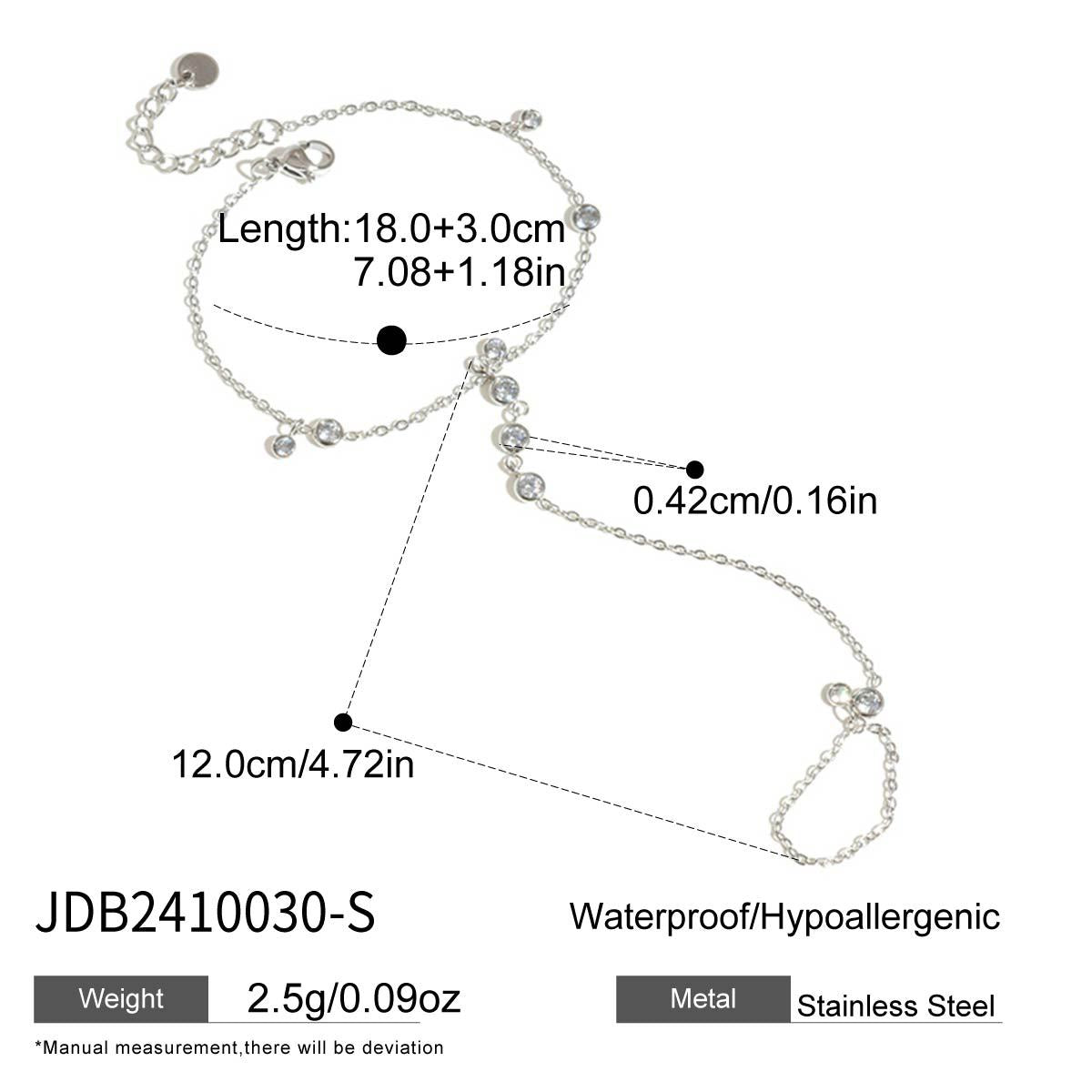 Minimalist Geometric Round Green Rhinestone Plated Stainless Steel Linked Ring Bracelet for Women