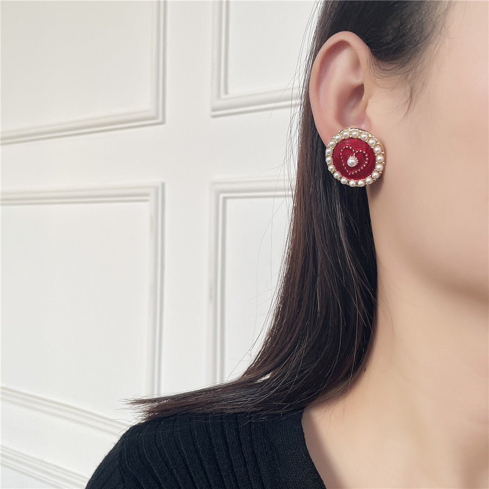 Minimalist Elegant Geometric Alloy Plated Earrings with Pearl