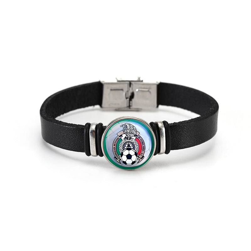Geometric Plated Leather Bracelet Unisex Fashion Bangle