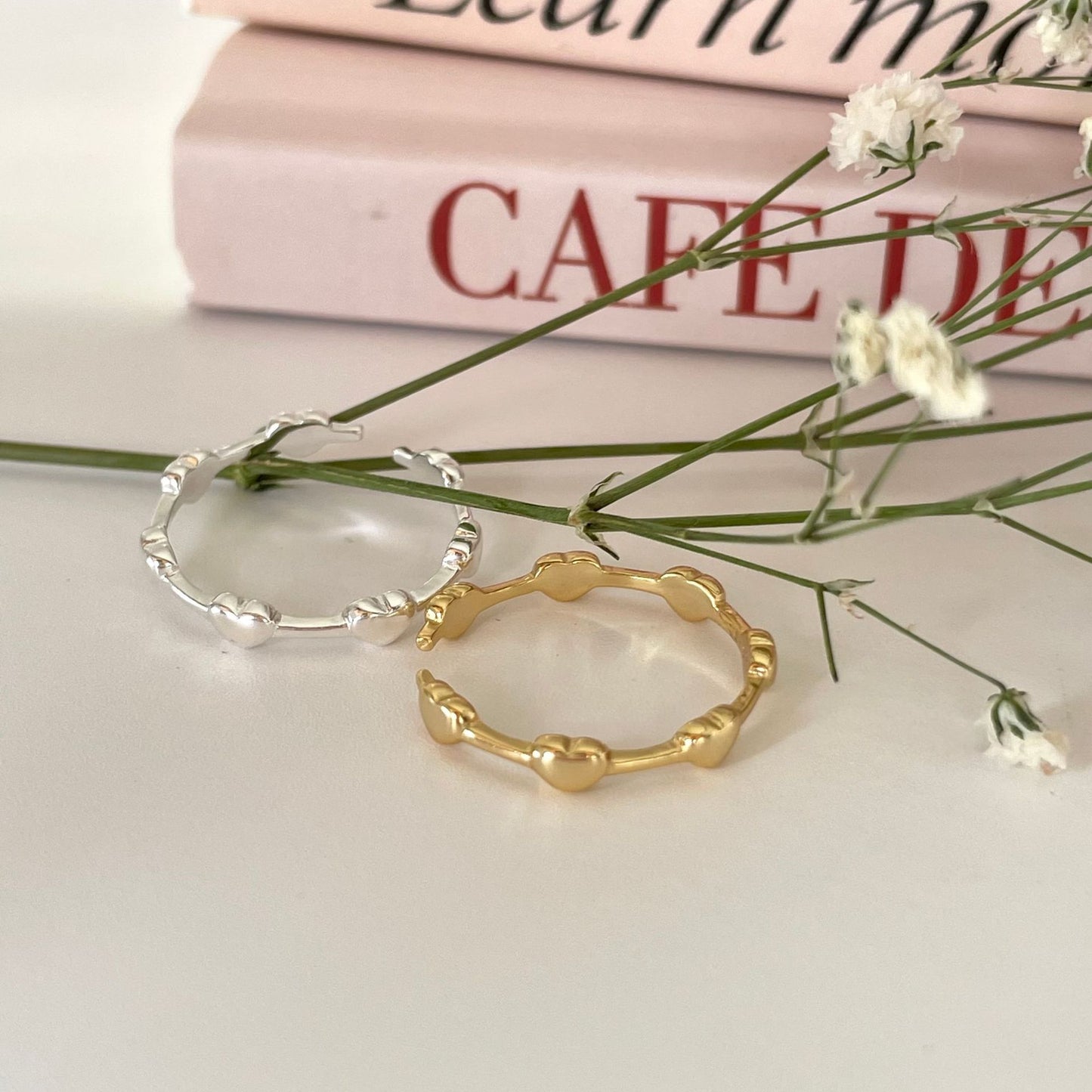 Minimalist Heart-Shaped 925 Sterling Silver Adjustable Ring for Women