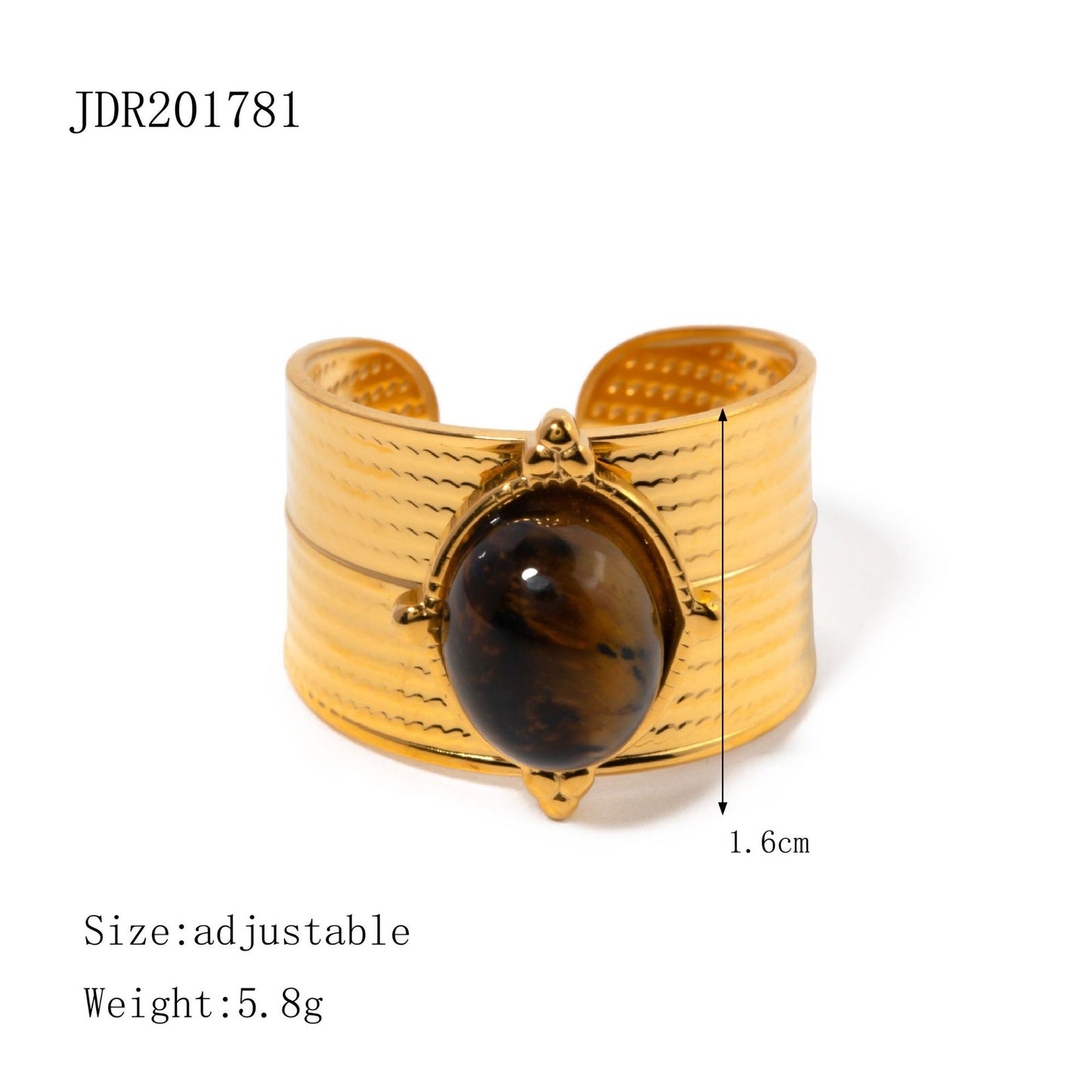 Geometric Stainless Steel Tiger Eye Ring with Plating Finish for Men and Women