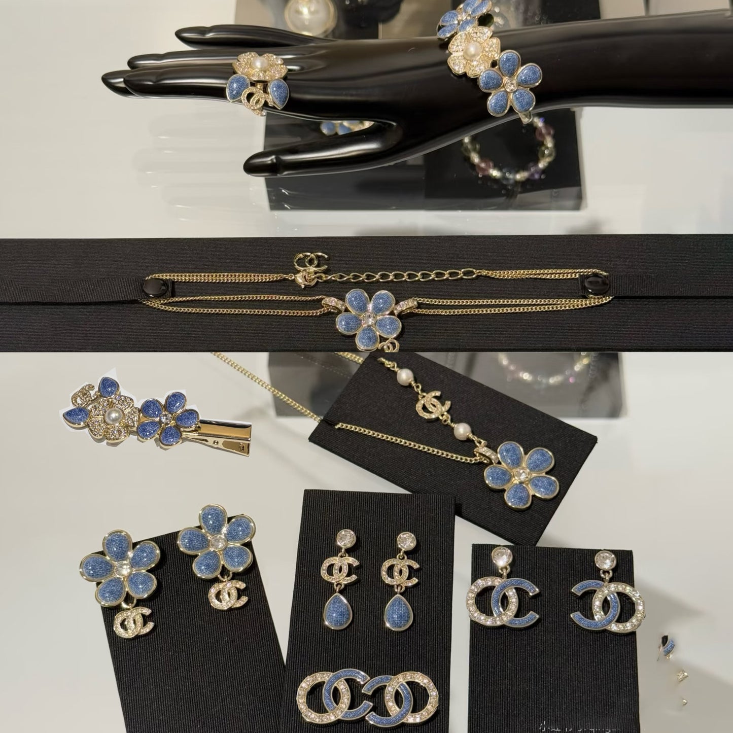 Collar floral de latón chapado en oro de lujo para mujer