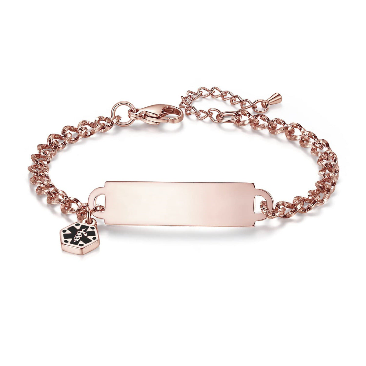 Minimalist Geometric Stainless Steel Plated ID Bracelet Charm Bar for Unisex