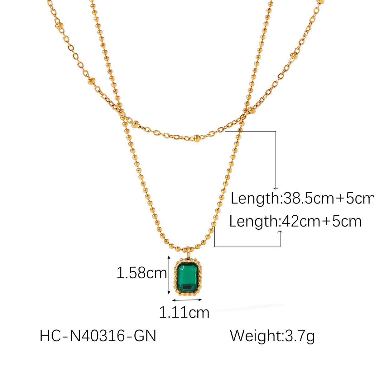 Luxury Geometric 18K Gold Plated Stainless Steel Necklace with Zircon for Women