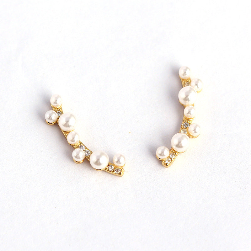 Orecchini pendenti con perle a forma di ramo, in argento Sterling 925, con zirconi cubici