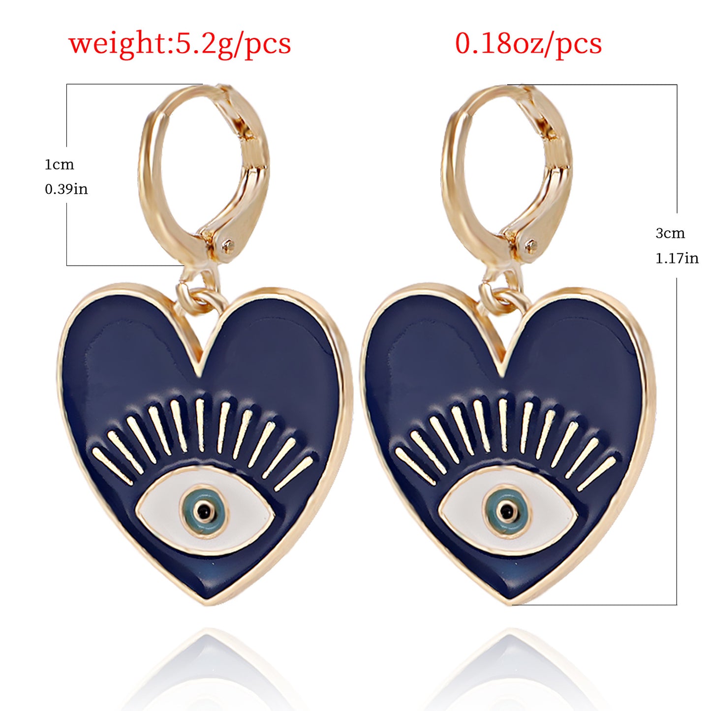 Pendientes Dulces en Forma de Corazón de Ojo de Demonio de Aleación con Acabado Galvanizado para Mujer
